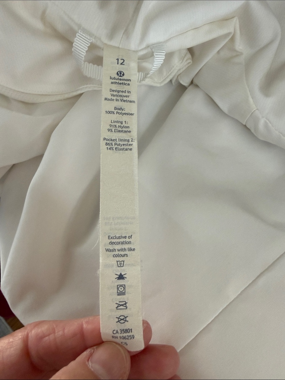 Lululemon White Hooded Rain Jacket Zip Front Windbreaker Size 12 - Picture 2 of 10